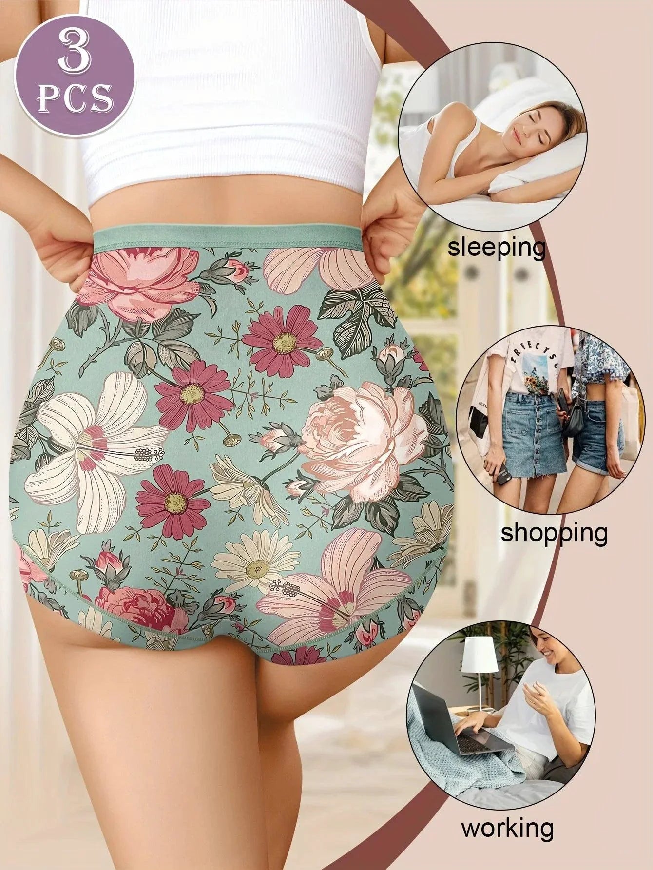 Conjunto de 3 Braguitas de Cintura Alta para Mujeres - Cómodas y Elegantes