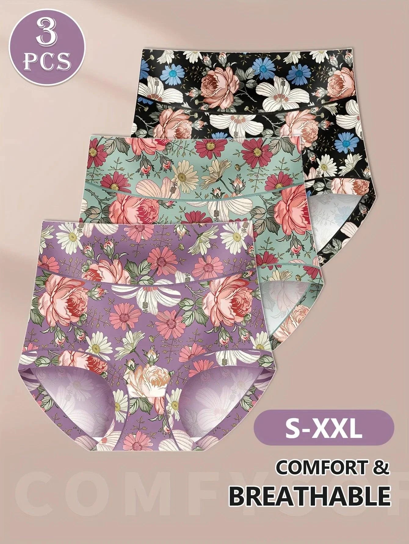 Conjunto de 3 Braguitas de Cintura Alta para Mujeres - Cómodas y Elegantes