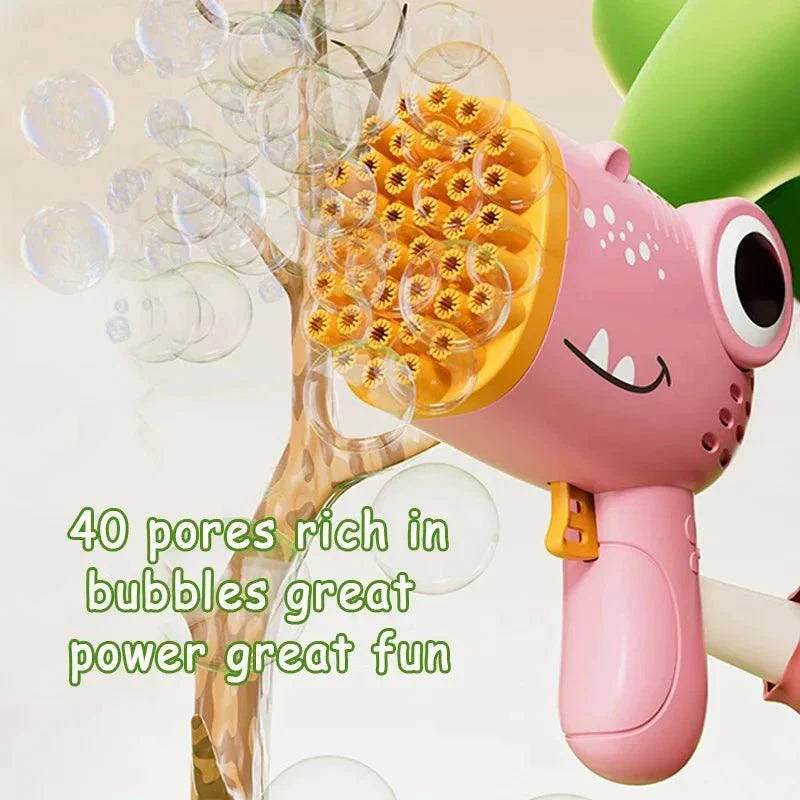 Machine à bulles dinosaure à 40 trous - Pistolet à bulles électrique pour s'amuser en extérieur