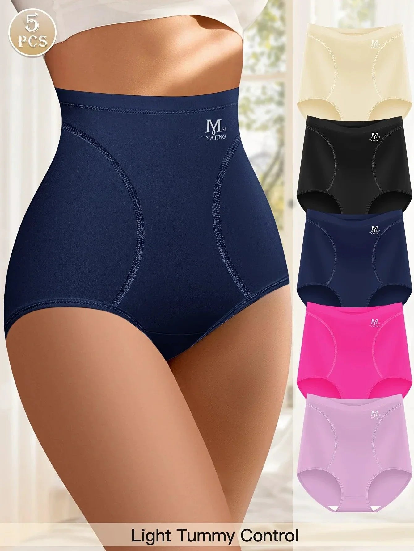 Culottes taille haute en soie glacée avec contrôle du ventre - 5 pièces