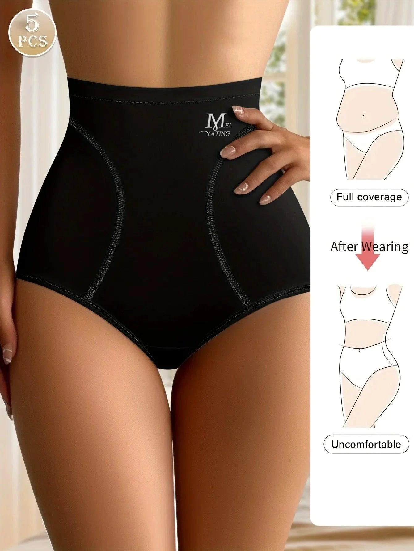 Culottes taille haute en soie glacée avec contrôle du ventre - 5 pièces