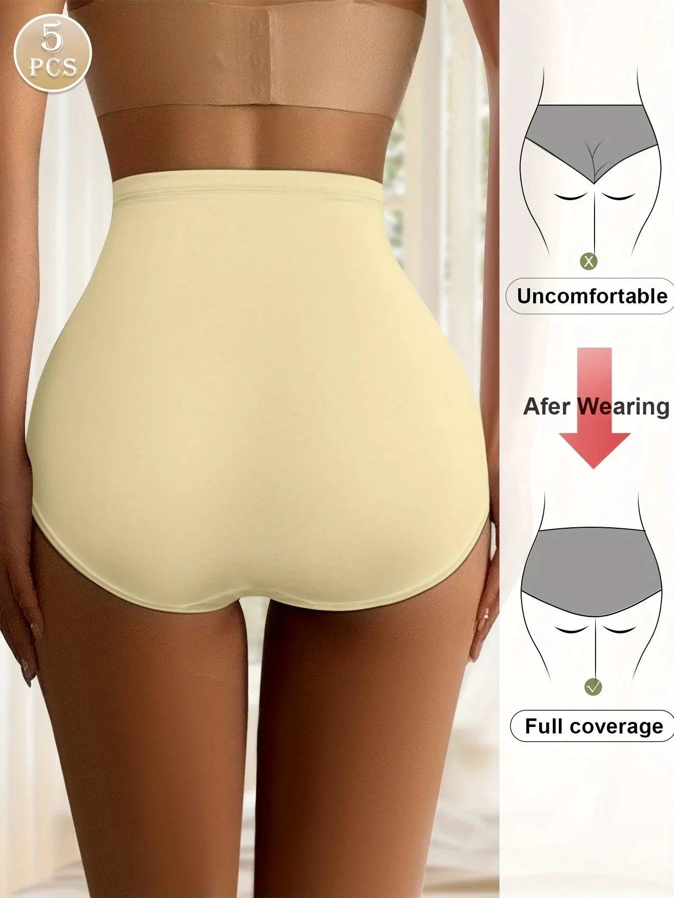Culottes taille haute en soie glacée avec contrôle du ventre - 5 pièces