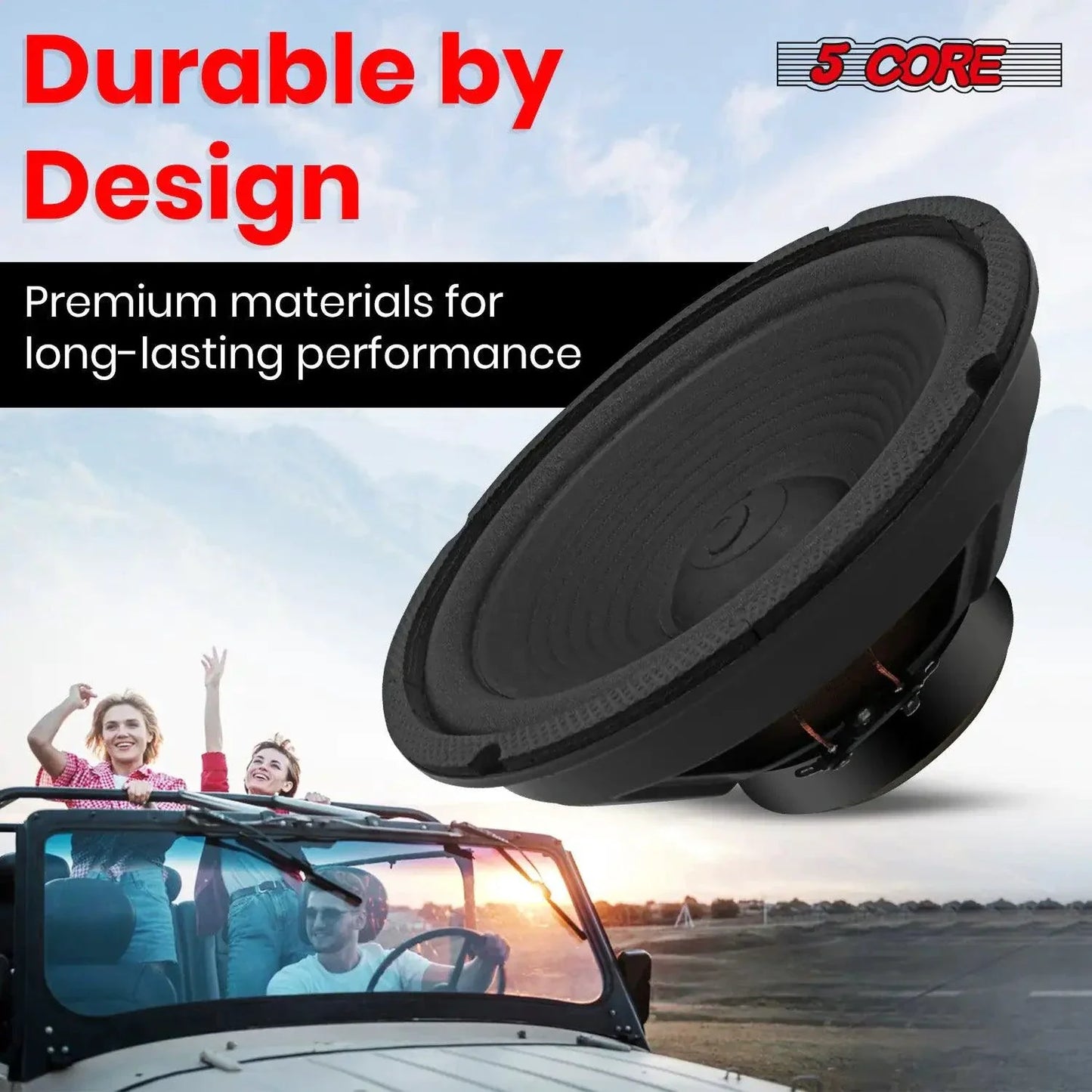 5Core 8 Inch Subwoofer Speaker - 500W Peak Power for Car Audio