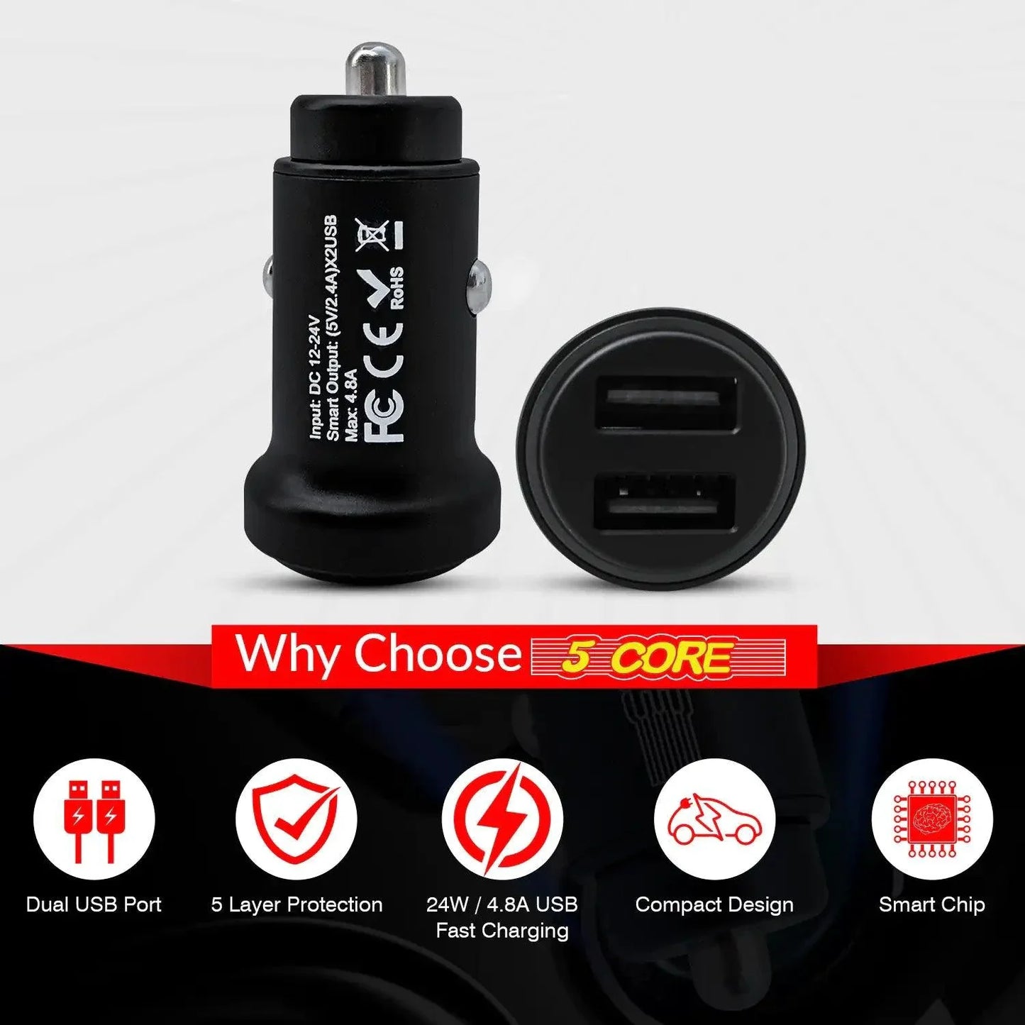 Adaptateur USB-C pour voiture 5Core SpeedCharge