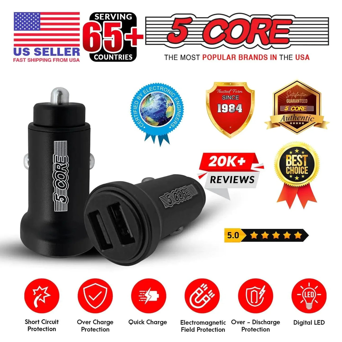 Adaptateur USB-C pour voiture 5Core SpeedCharge