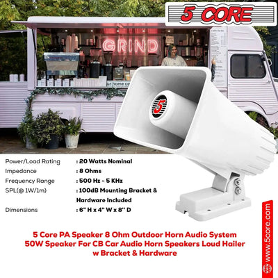 Haut-parleur à corne PA universel 5Core 50W 6x4