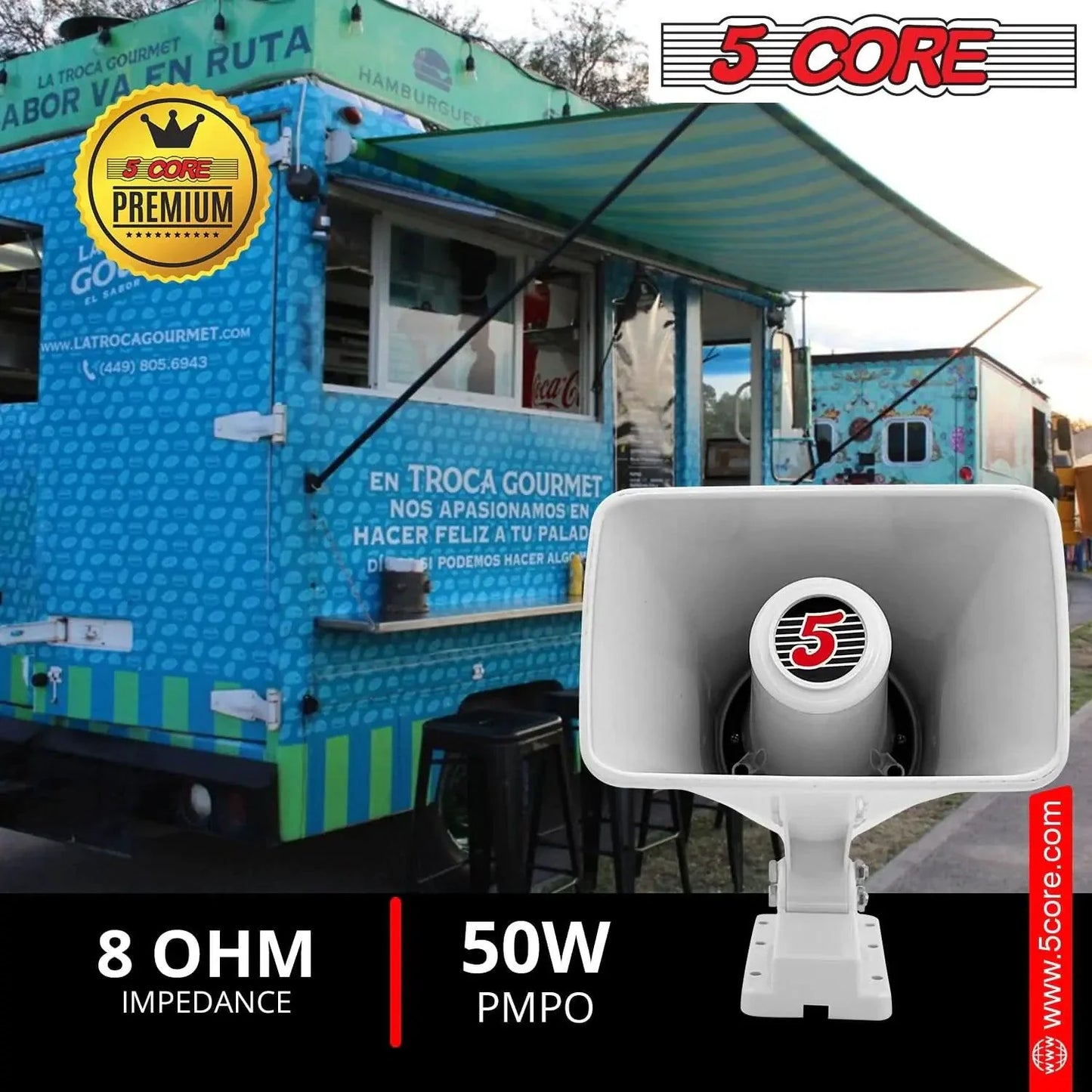 Altavoz de bocina PA universal 5Core 50W 6x4