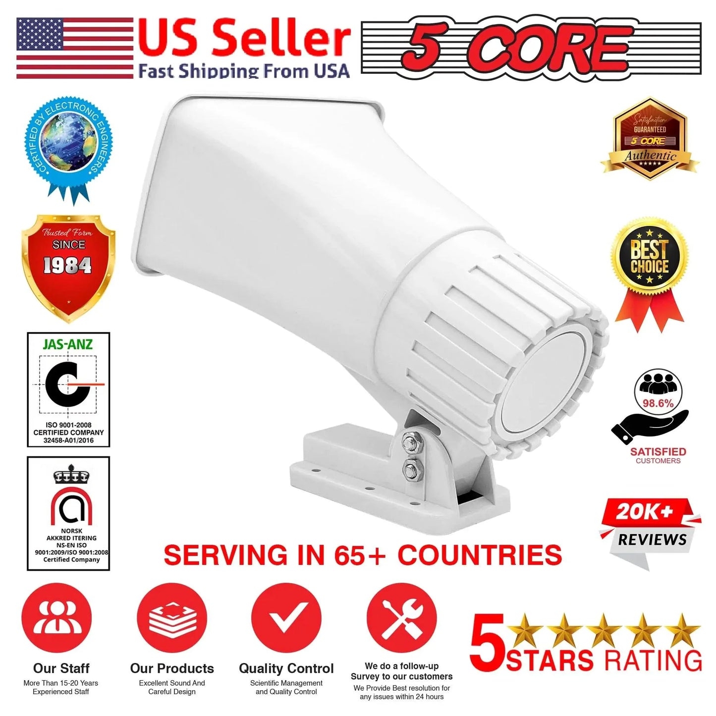 Altavoz de bocina PA universal 5Core 50W 6x4