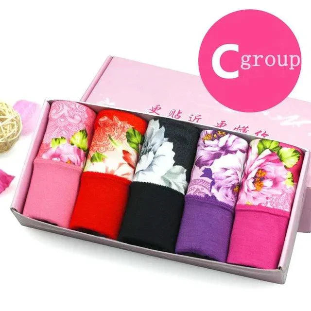 Pack de 5 Bragas de Algodón Impresas para Mujeres