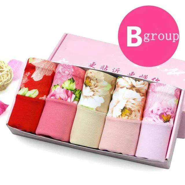 Pack de 5 Bragas de Algodón Impresas para Mujeres