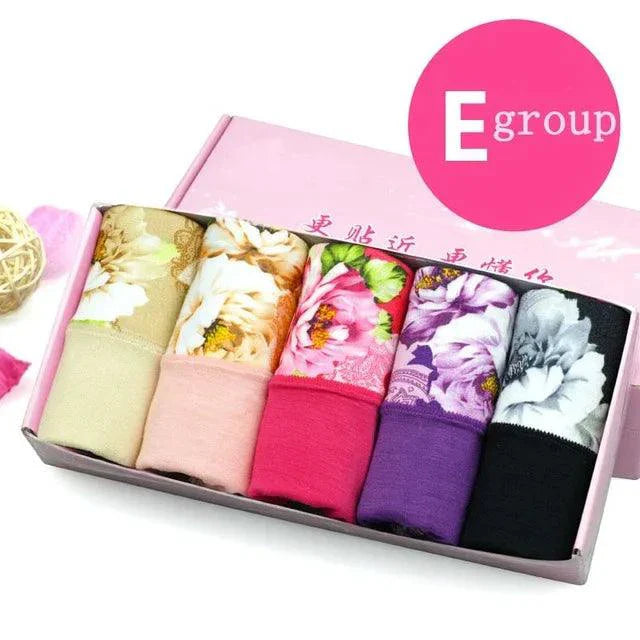 Pack de 5 Bragas de Algodón Impresas para Mujeres
