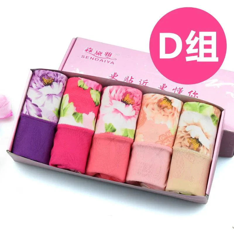 Pack de 5 Bragas de Algodón Impresas para Mujeres