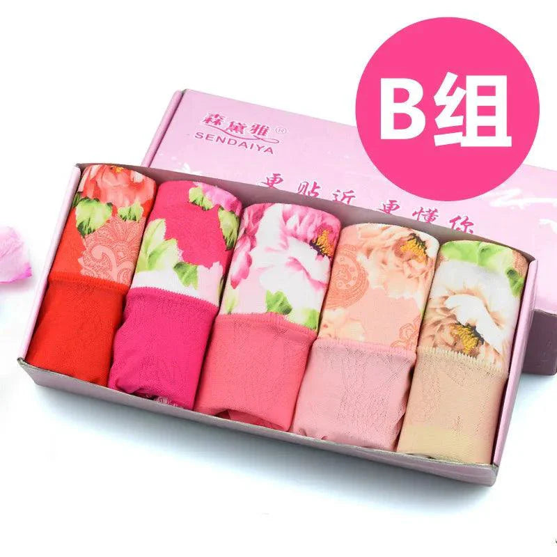 Pack de 5 Bragas de Algodón Impresas para Mujeres