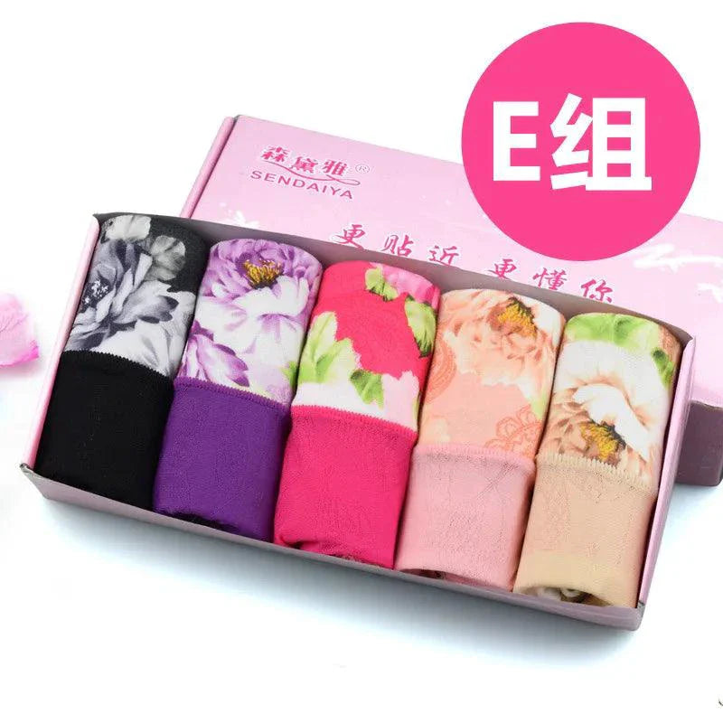 Pack de 5 Bragas de Algodón Impresas para Mujeres