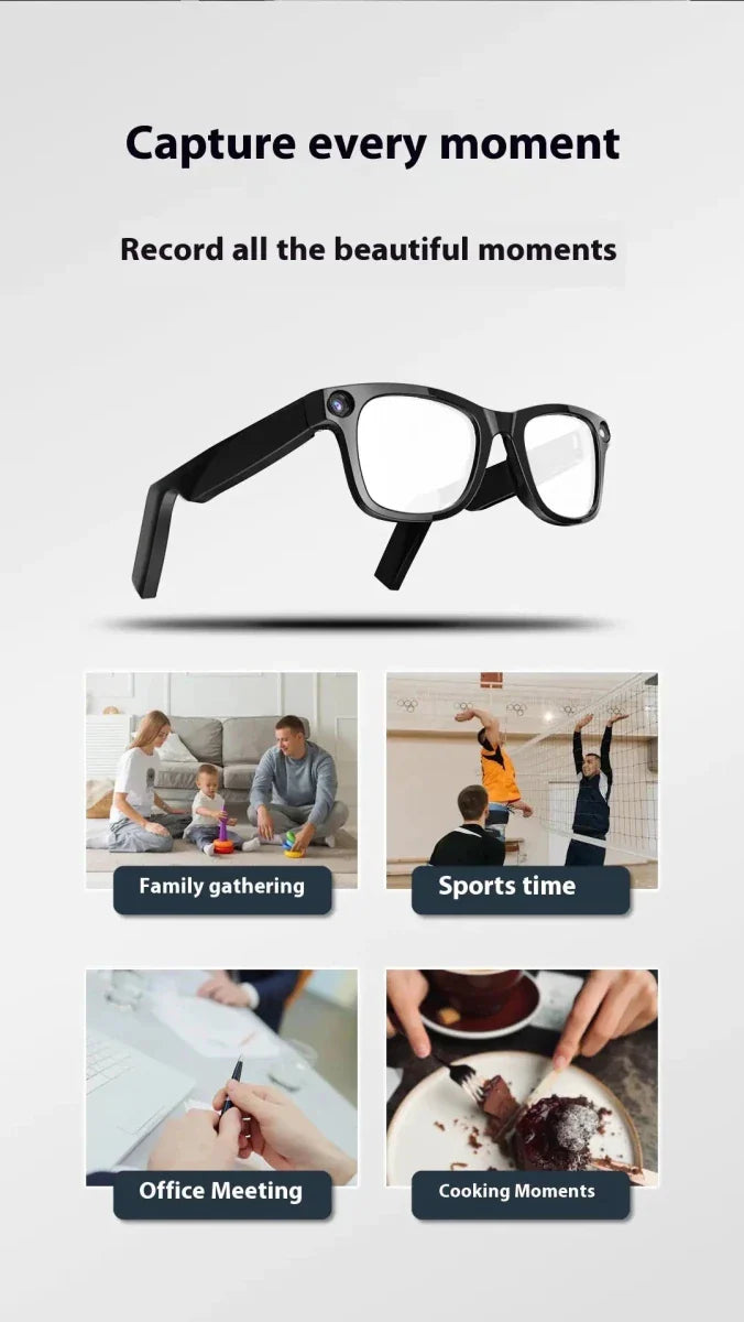 Gafas inteligentes con cámara AI para captura manos libres