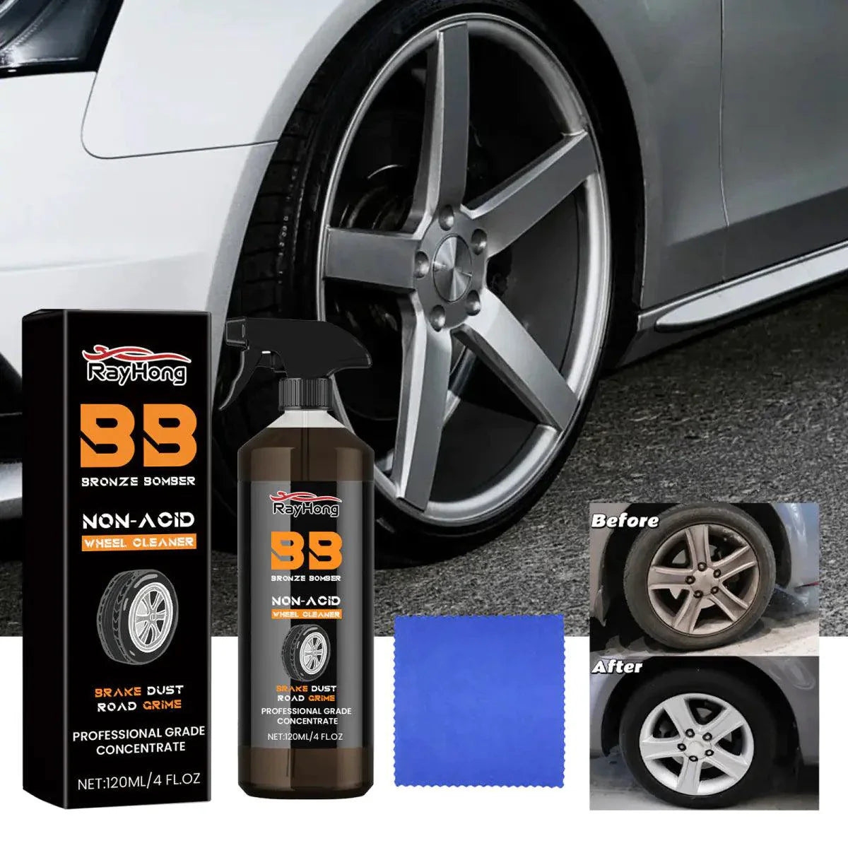 Rafraîchisseur de roues auto premium - Nettoyant pour pneus et restaurateur de brillance