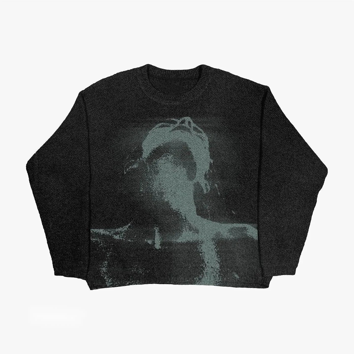 Gothic-Inspired Women's Pullover Sweater for Autumn & Winter