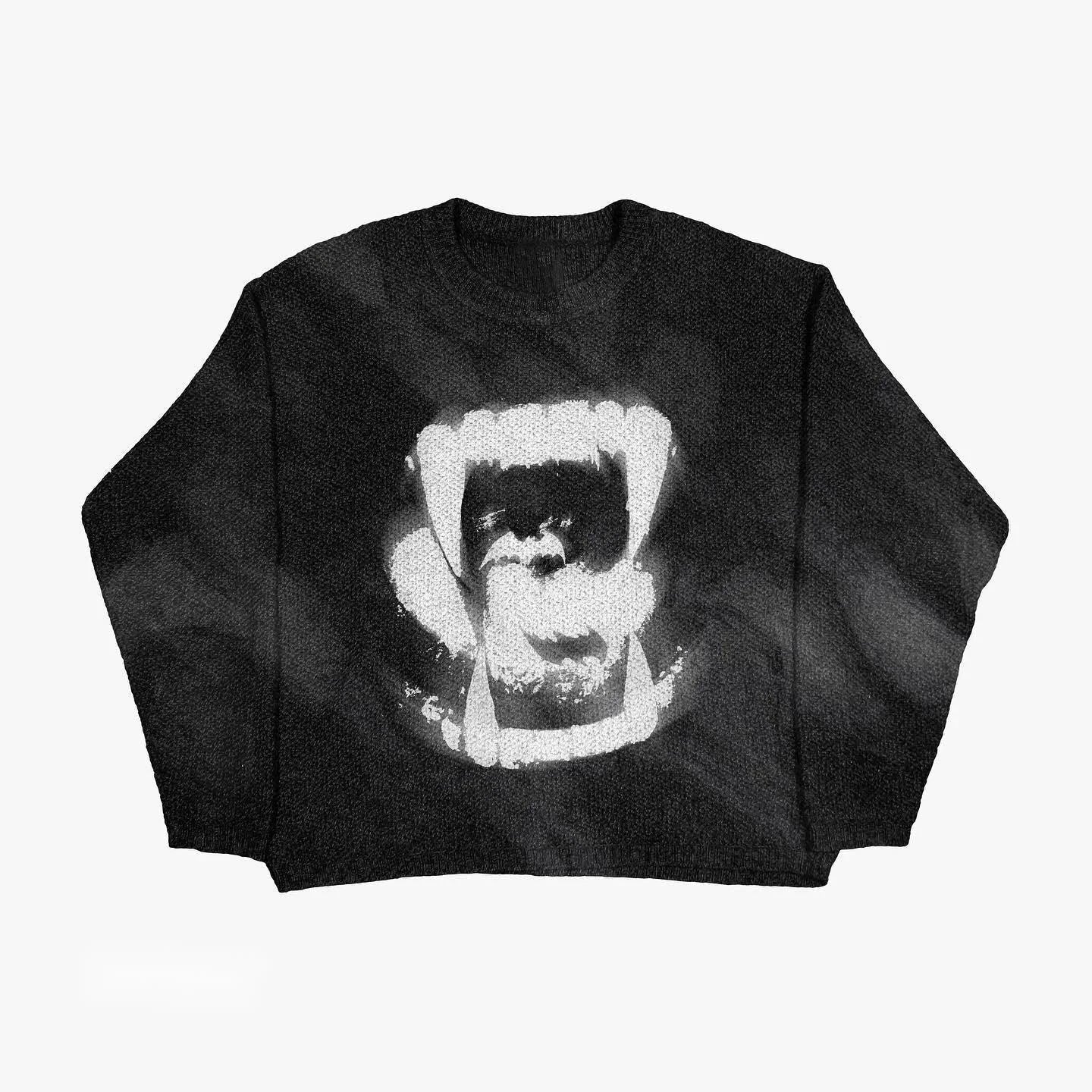 Gothic-Inspired Women's Pullover Sweater for Autumn & Winter