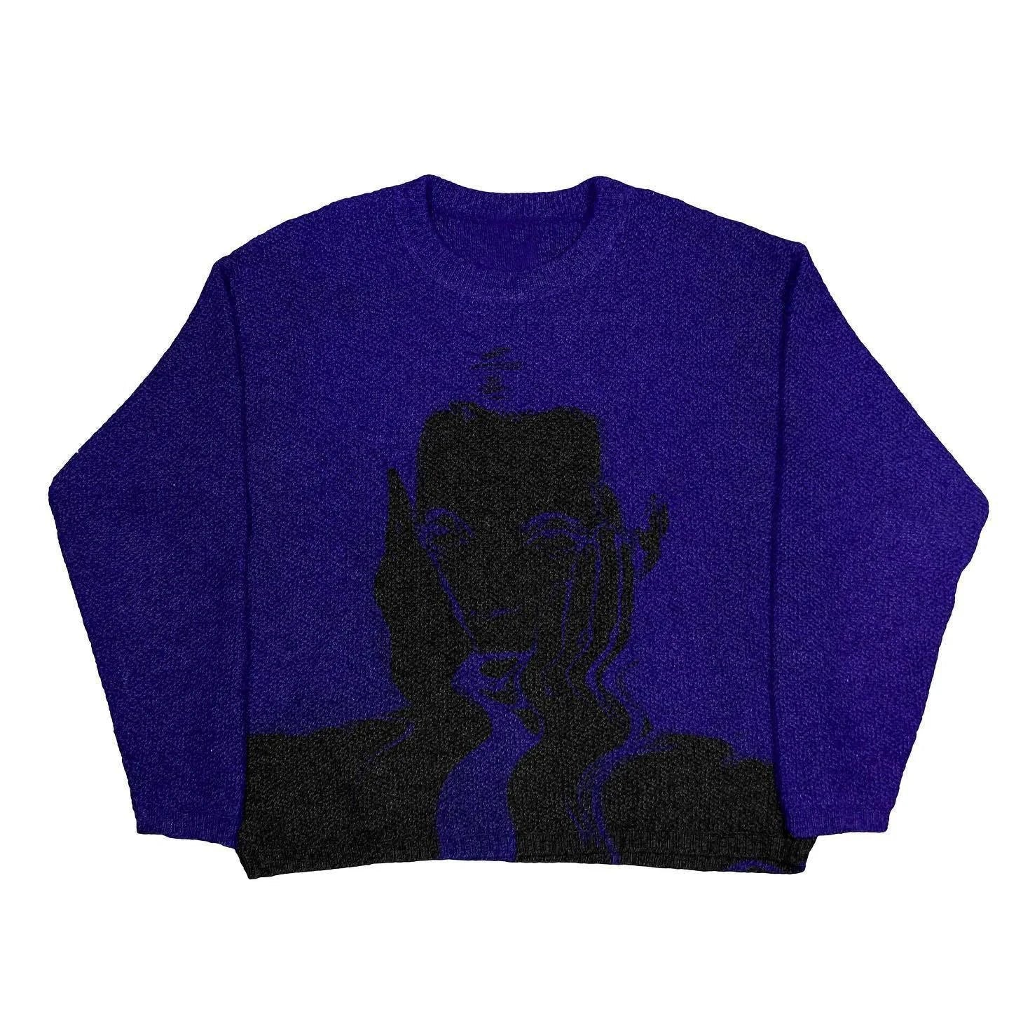 Gothic-Inspired Women's Pullover Sweater for Autumn & Winter