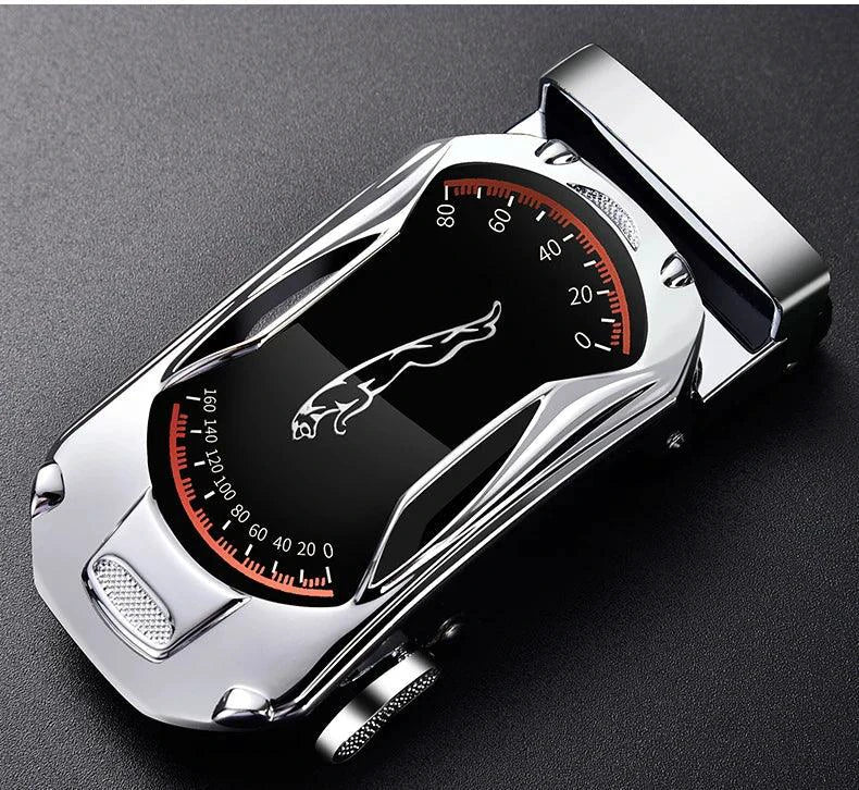 Cinturón Automático de Hebilla de Cuero Genuino Negro Premium para Hombres
