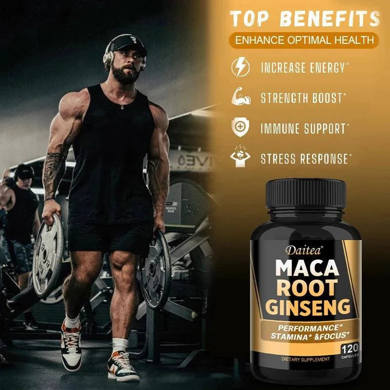 Premium Black + Red + Yellow Maca Root Ginseng Extract Supplement
