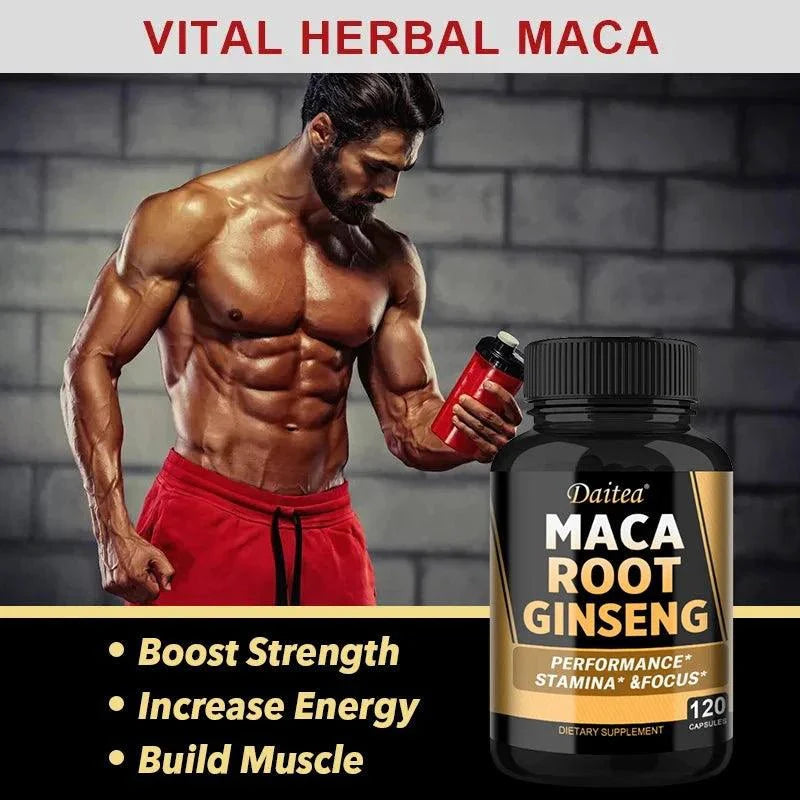 Premium Black + Red + Yellow Maca Root Ginseng Extract Supplement