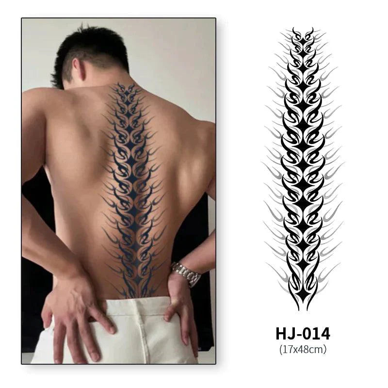 Décalcomanie de tatouage temporaire de colonne vertébrale botanique