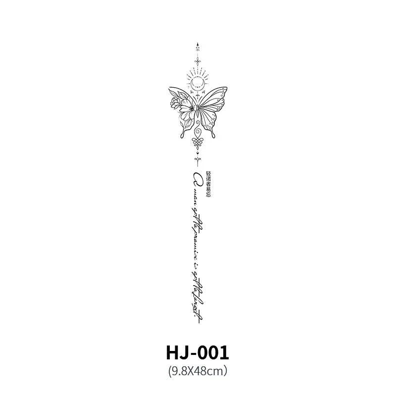 Décalcomanie de tatouage temporaire de colonne vertébrale botanique