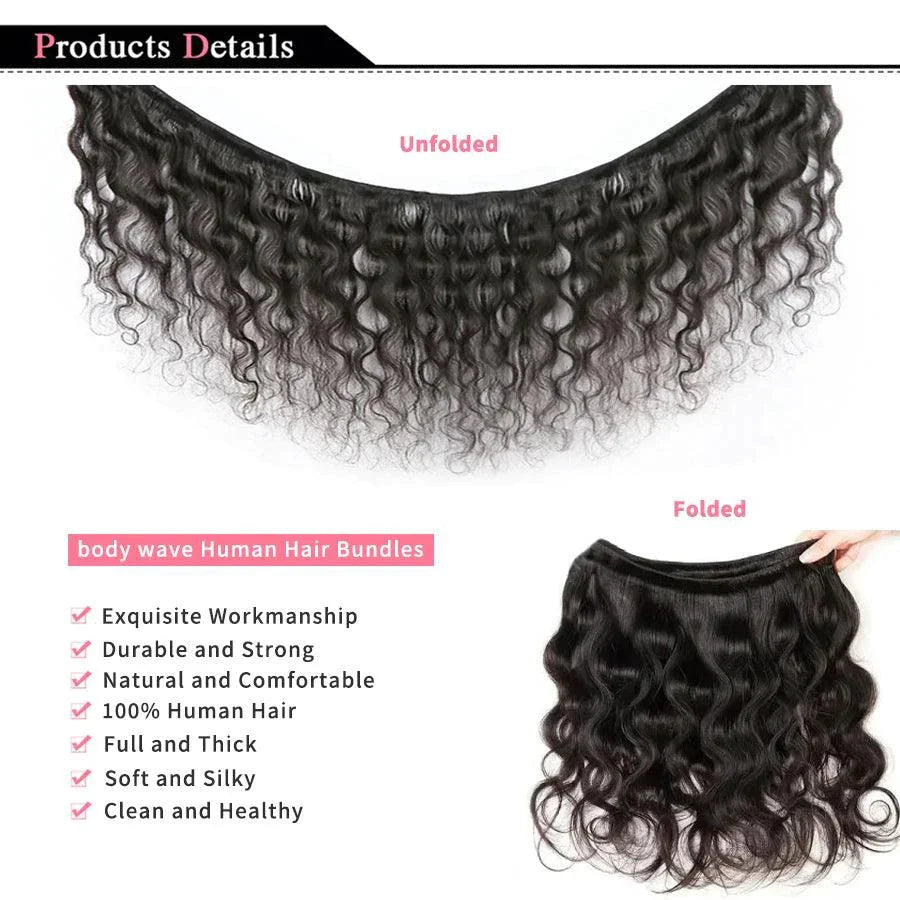 Paquetes de Cabello Ondulado Brasileño - Extensiones de Cabello 100% Humano