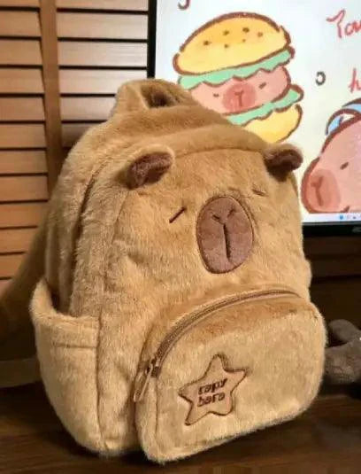 Capybara Cuddle Backpack - Adorable Plush Design