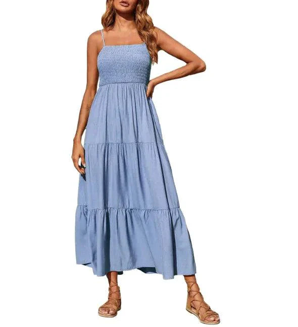 Vestido de gasa en capas con vuelo elegante