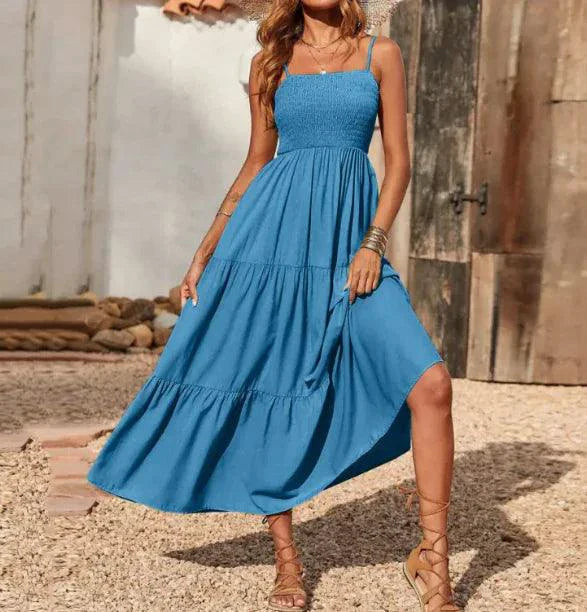 Vestido de gasa en capas con vuelo elegante
