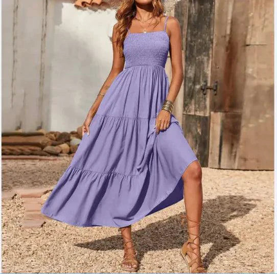 Vestido de gasa en capas con vuelo elegante