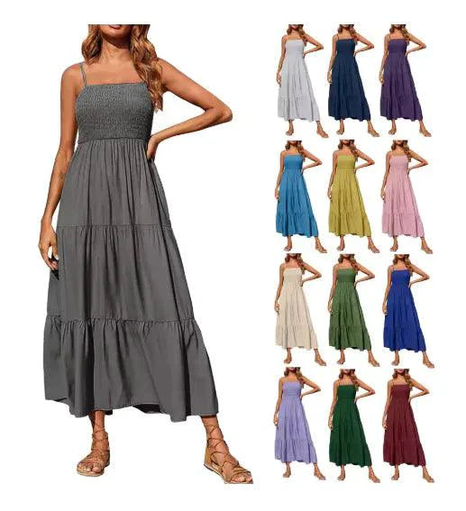 Vestido de gasa en capas con vuelo elegante