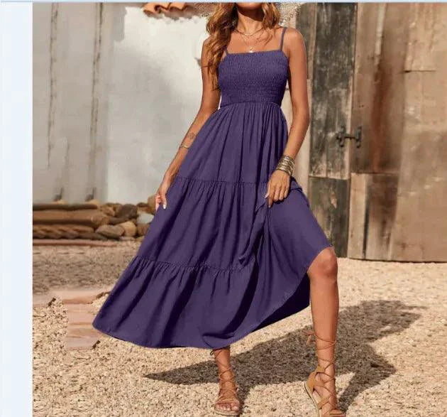Vestido de gasa en capas con vuelo elegante