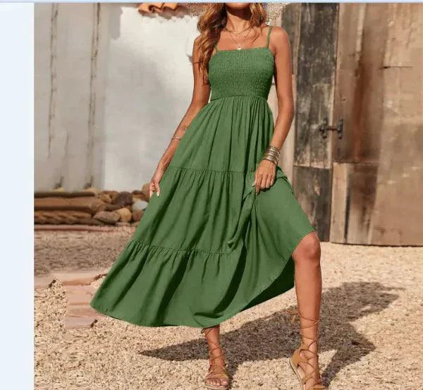 Vestido de gasa en capas con vuelo elegante