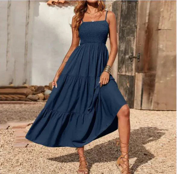 Vestido de gasa en capas con vuelo elegante