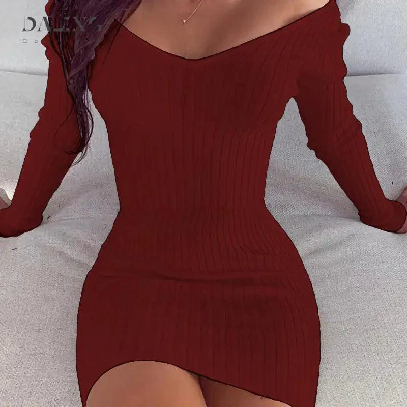 Robe en Tricot Chic à Épaules Dégagées - Élégance Effortless pour Toutes les Occasions
