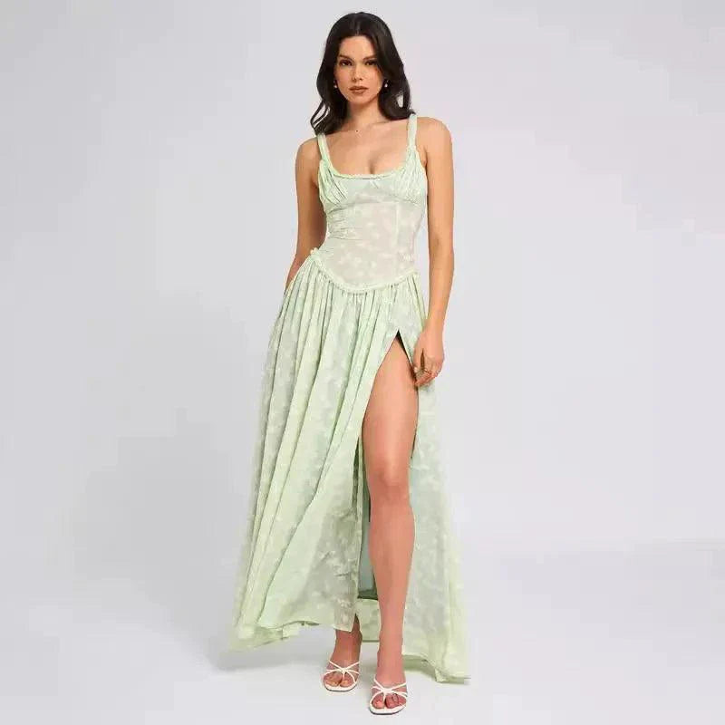 Robe d'été en dentelle à décolleté en V chic