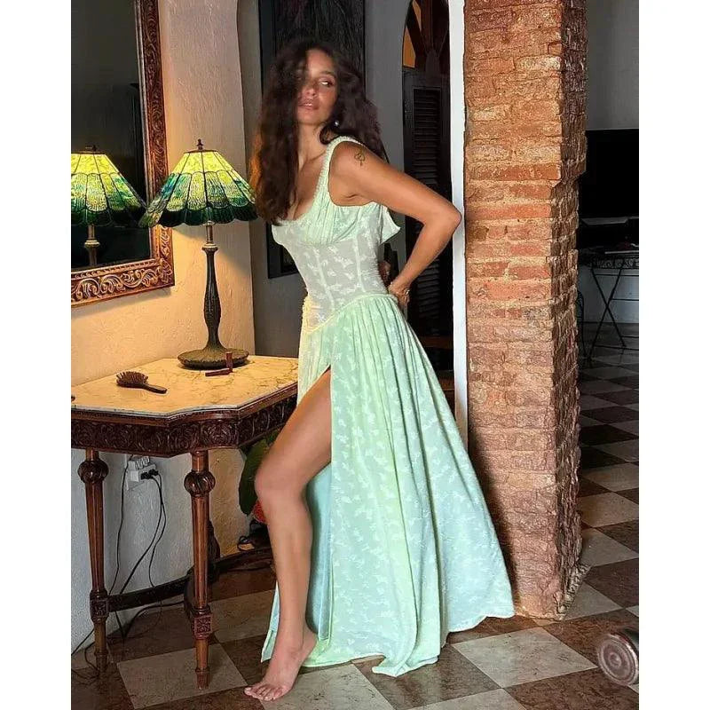 Robe d'été en dentelle à décolleté en V chic