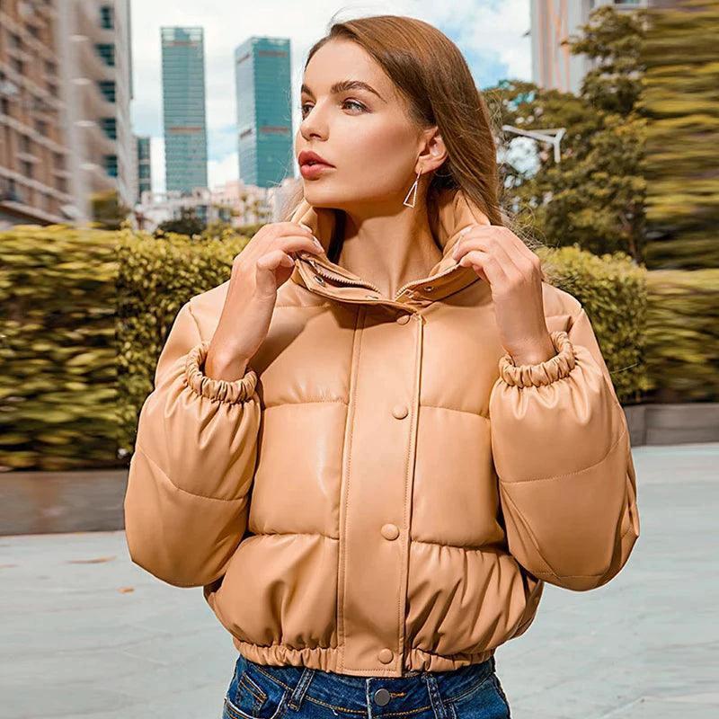 Bombers en cuir PU d'hiver chic