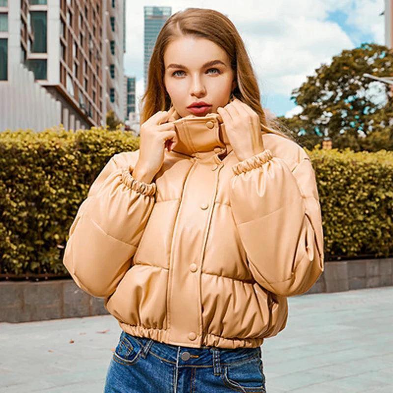 Bombers en cuir PU d'hiver chic
