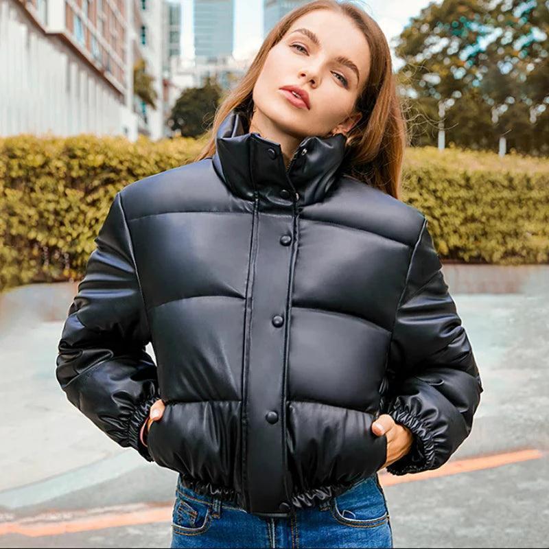 Bombers en cuir PU d'hiver chic