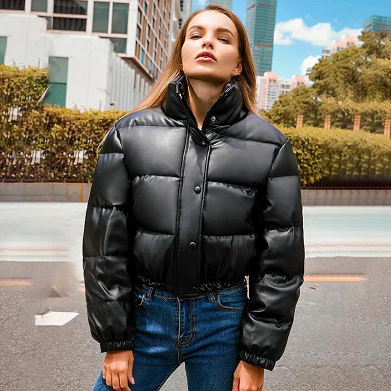 Bombers en cuir PU d'hiver chic