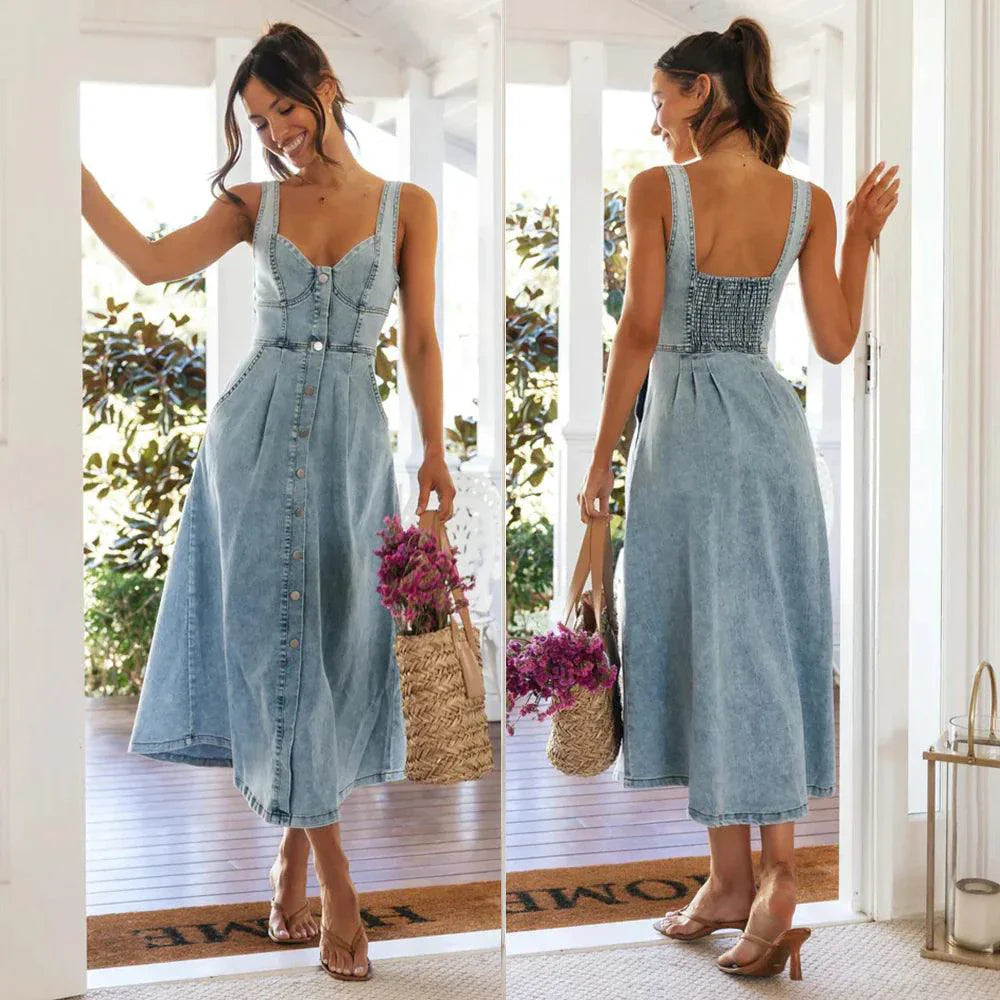 Robe Midi en Denim CitySleek