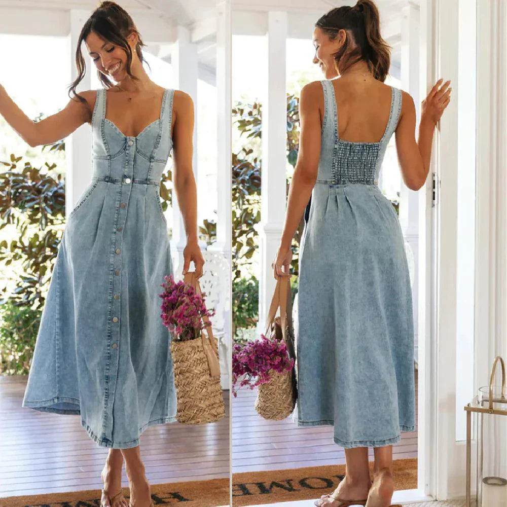 Robe Midi en Denim CitySleek
