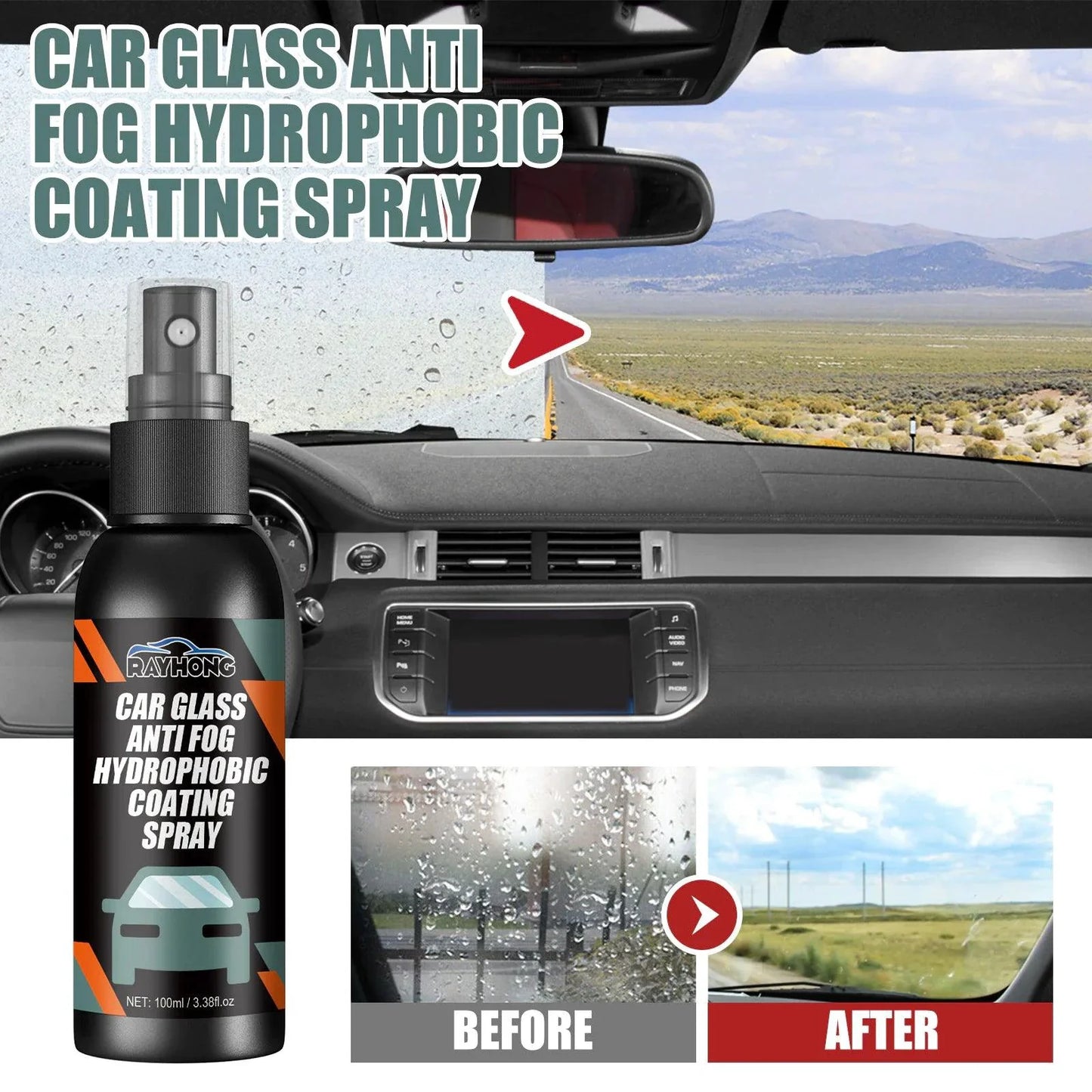Spray Répulsif pour Vitres Auto ClearView
