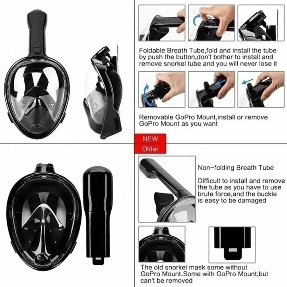 ClearView Full Face Snorkel Mask - 180° Vision & Anti-Fog