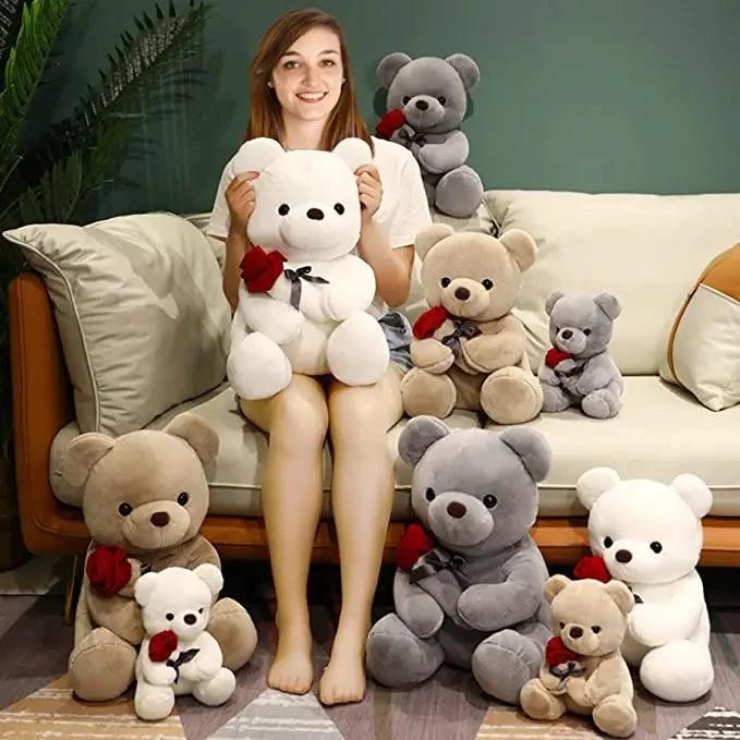Almohada de Peluche Oso de Rosas Abrazo - Compañero Suave y Adorable