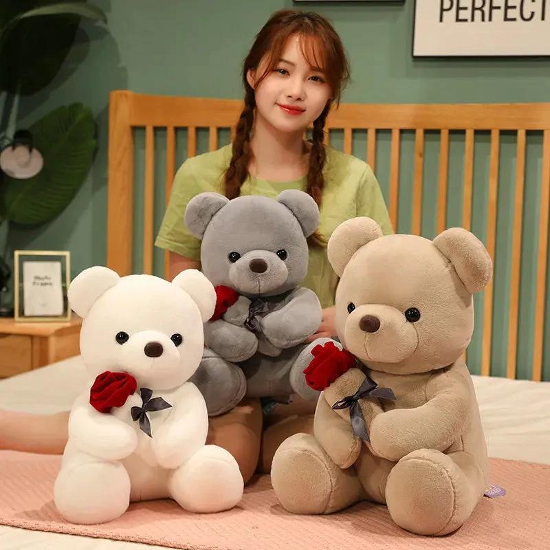 Almohada de Peluche Oso de Rosas Abrazo - Compañero Suave y Adorable